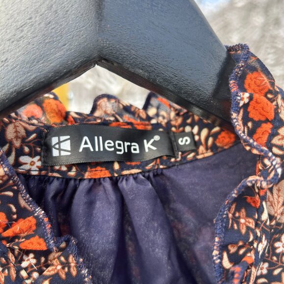 Allegra K Women's Chiffon Floral Cottagecore long sleeves dress with tie neck S - Picture 5 of 6